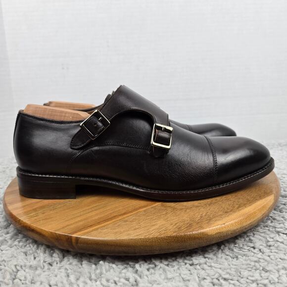 Beckett Simonon Mens 9 Brown Double Monkstrap Almond Toe Loafer Dress Shoe - Picture 3 of 14